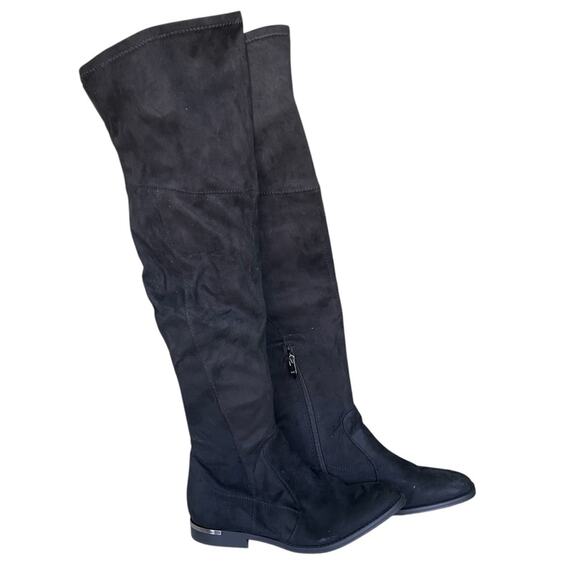 Marc Fisher Faux Suede Inner Half Zip Over The Knee Boots Black Size 8 Medium - Picture 7 of 7